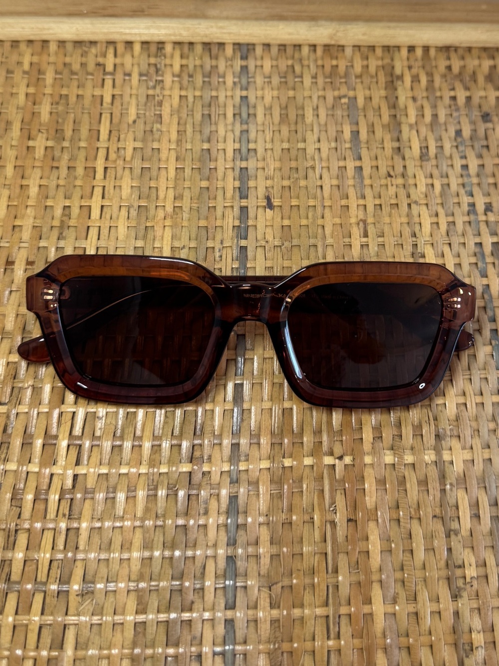 Meller Nayah Sunglasses Translucent Red Brown Kakao Polarized Lenses Rectangular